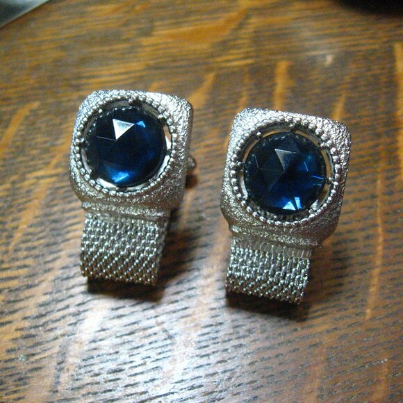 Vtg 70s SWANK Retro Cufflinks Wrap Around Mesh Silver Tone  Swank 1970\'s Mesh Wrapped Silver Cuff Links